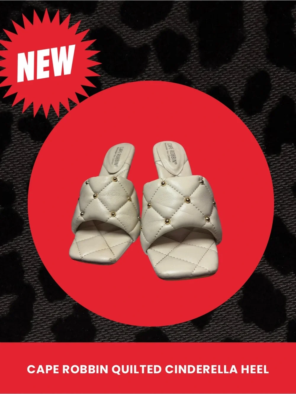 Cape Robbin Quilted Stud Mule in Cream and Gold